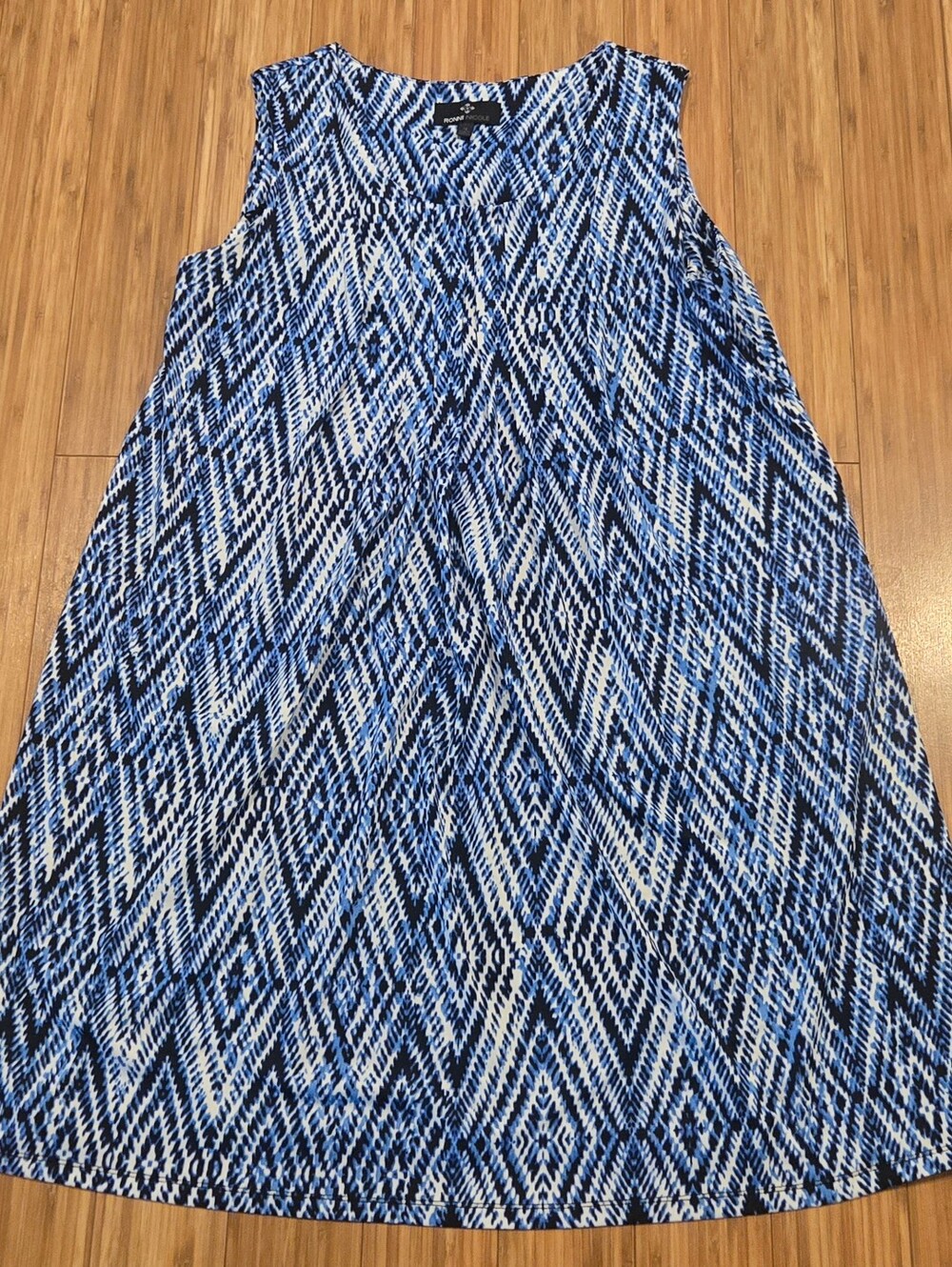 Ronni Nicole Sleeveless Blue Patterned A-Line Skirt